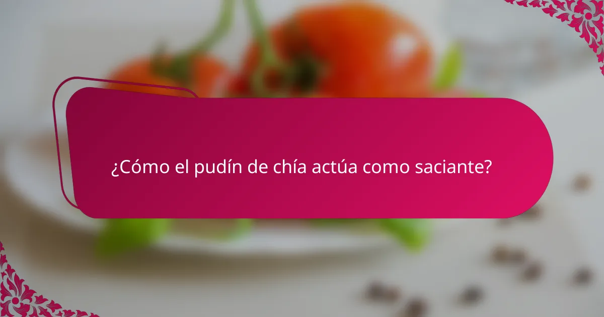 ¿Cómo el pudín de chía actúa como saciante?