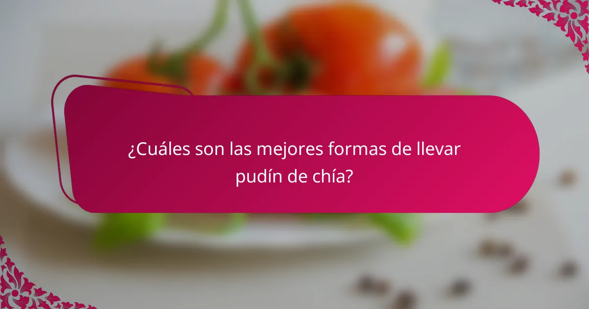 ¿Cuáles son las mejores formas de llevar pudín de chía?