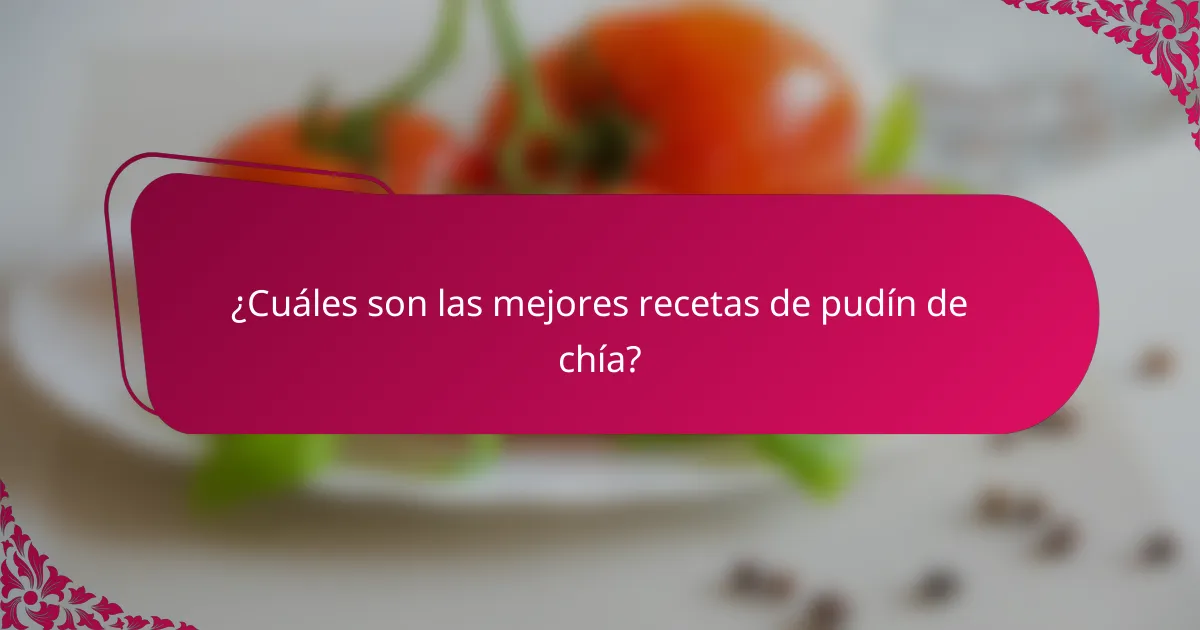 ¿Cuáles son las mejores recetas de pudín de chía?